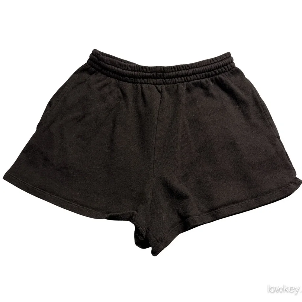 Pink Victoria's Secret Black Fleece Lounge Shorts Logo Graphic‎ Medium